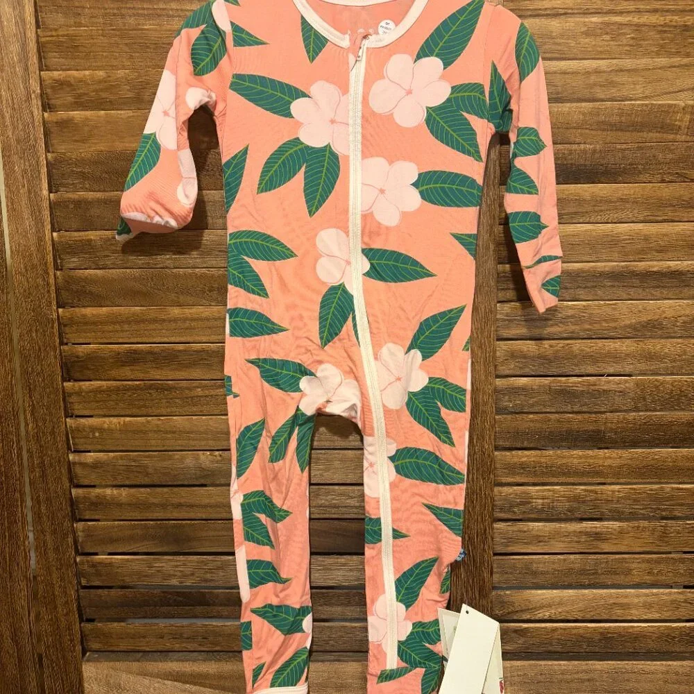 Kickee Pants Kids Long Sleeve Coverall with Zipper Strawberry Plumeria